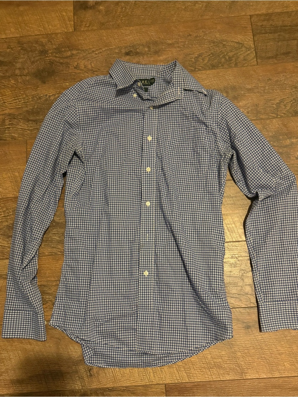 Lauren Ralph Lauren Slim Fit Non-Iron Blue Gingham Dress Shirt 15 34/35